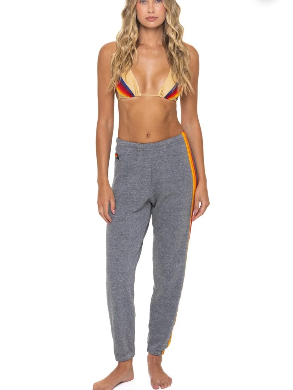Aviator Nation Gray Joggers with Orange Side Stripe